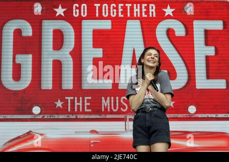 Olivia Moore playing Sandy in the musical Grease at West End Live in