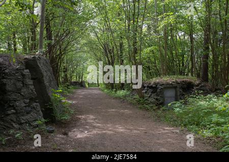 Langesund, Norway - May 27, 2022: The Tangen Fort was a German coastal battery. During the Second World War, they built tunnels, rock caverns, trenche Stock Photo