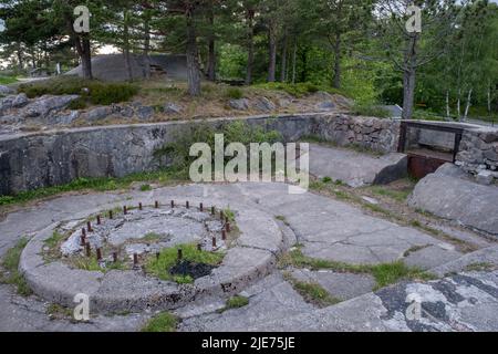 Kristiansand, Norway - May 28, 2022: Fort Odderoya, built 1667-1914, played a major role in battle of Kristiansand on 9 April 1940. Stock Photo