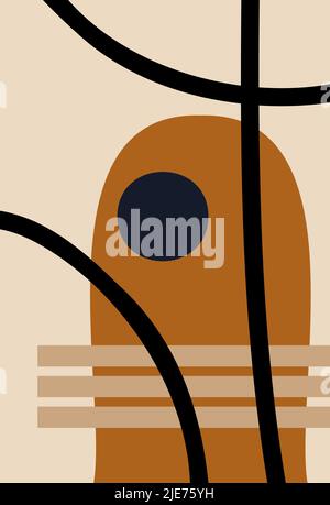 Abstract aesthetic backgrounds of landscapes. Earthy tones, pastel tones. Stock Vector
