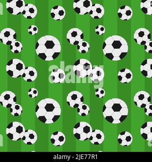 Bright cute pattern with soccer balls on field Stock Vector