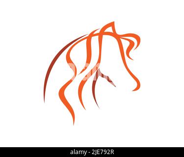 Simple Red Mare Horse with Silhouette Style Stock Vector