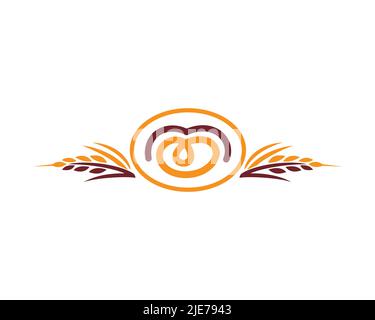 Wheat combined with Pretzel as Symbolization of Bakery Symbol Stock Vector