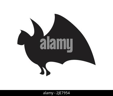Simple Flying Bat with Silhouette Style Stock Vector