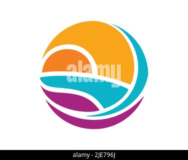 Simple and Creative Sunset with Glass Art or Stained Glass Style Stock Vector