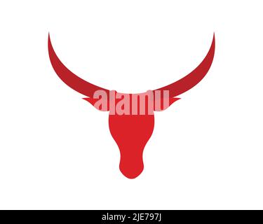 Simple Bull Head Symbol with Red Color Stock Vector