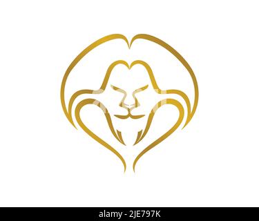 Simple and Creative Golden Lion Head Symbol Stock Vector