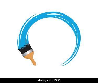 Paint Brush with Brushing the Paint visualization Illustration Stock Vector