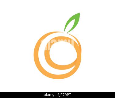 Orange Swirling and Shaping C Letter Illustration Stock Vector