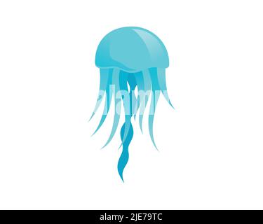 Detailed and Bright Jellyfish Moving with Calm Motion Stock Vector