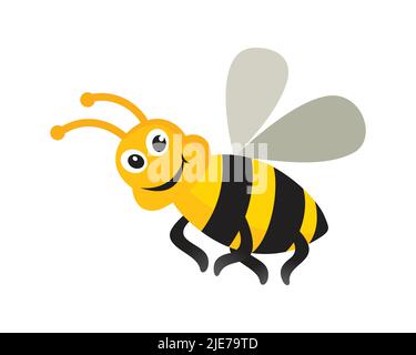 Flying Bee Character with Smile Gesture Illustration Stock Vector