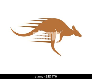 Fast Kangaroo and Kangaroo Jumping Quickly visualized with Silhouette Style Stock Vector