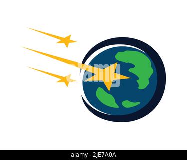 Falling Stars on Earth Sky Illustration Stock Vector