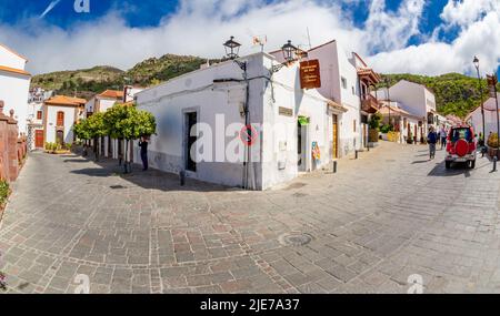 Tejeda Gran Canaria 16 February 2022 a tourist town very visited by tourists even in pandemics with a spectacular panorama and numerous restaurants. Stock Photo