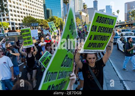 Roe Vs Wade Protest Downtown Los Angeles  Stock Photo