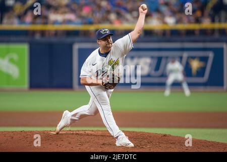 Tampa Bay Rays pitcher Jalen Beeks throws during the first inning of a  baseball game against the New York Yankees on Monday, Aug. 15, 2022, in New  York. (AP Photo/Adam Hunger Stock