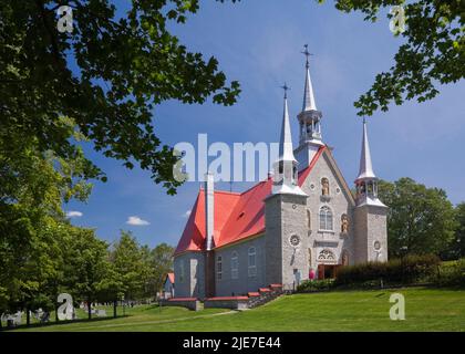 Sainte-Famille church in summer, Sainte-Famille, Ile d'Orleans, Quebec, Canada. Stock Photo