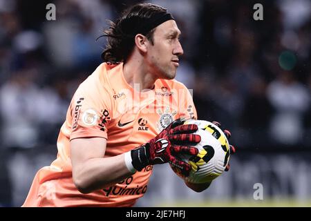 Sao Paulo, Brazil. 25th June, 2022. SP - Sao Paulo - 06/25/2022 - BRAZILIAN A 2022, CORINTHIANS X SANTOS - Cassio goalkeeper of Corinthians during a match against Santos at the Arena Corinthians stadium for the Brazilian championship A 2022. Photo: Ettore Chiereguini/AGIF/Sipa USA Credit: Sipa USA/Alamy Live News Stock Photo