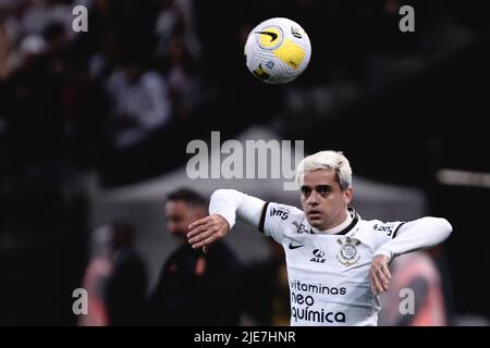 Sao Paulo, Brazil. 25th June, 2022. SP - Sao Paulo - 06/25/2022 - BRAZILIAN A 2022, CORINTHIANS X SANTOS - Fagner Corinthians player during a match against Santos at the Arena Corinthians stadium for the Brazilian championship A 2022. Photo: Ettore Chiereguini/AGIF/Sipa USA Credit: Sipa USA/Alamy Live News Stock Photo