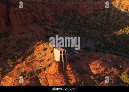Aerial View Of Chapel of the Holy Cross In Sedona, Arizona Stock Photo