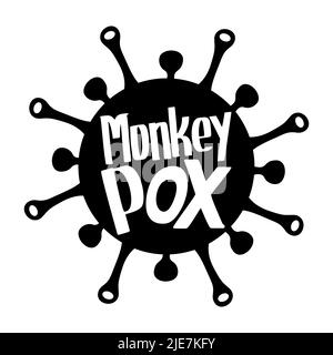 Monkeypox cell virus icon. Health monkey pox emergency. Viral dangerous smallpox infection. Medical symptoms, awareness. Stock Vector