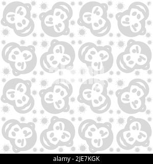 Monkeypox virus seamless pattern. Angry gorilla face repeating vector background. Health monkey pox medical emergency. Stock Vector