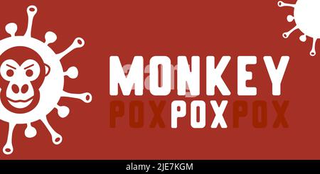 Virus cell with monkey face, medical simbolic illustration. Monkeypox ...