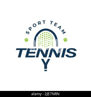 Tennis racket design logo, ball, isolated icon. Simple design. Vector illustration Stock Vector