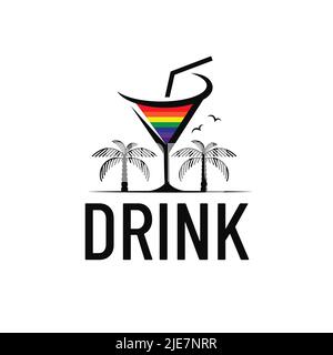 Cocktail party logo design.beach vector design,drink design template Stock Vector