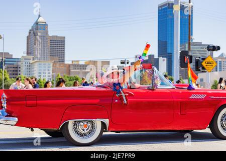 Oklahoma, JUN 25 2022 - Sunny view of the Oklahoma City Pride Pridefest parade Stock Photo