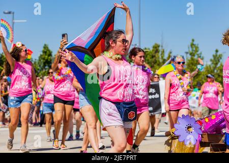 Oklahoma, JUN 25 2022 - Sunny view of the Oklahoma City Pride Pridefest parade Stock Photo