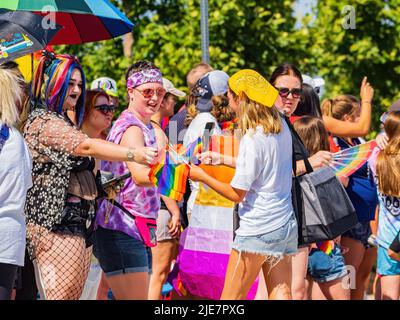 Oklahoma, JUN 25 2022 - Sunny view of the Oklahoma City Pride Pridefest parade Stock Photo