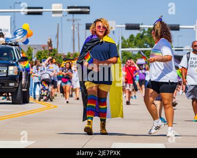 Oklahoma, JUN 25 2022 - Sunny view of the Oklahoma City Pride Pridefest parade Stock Photo