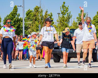 Oklahoma, JUN 25 2022 - Sunny view of the Oklahoma City Pride Pridefest parade Stock Photo