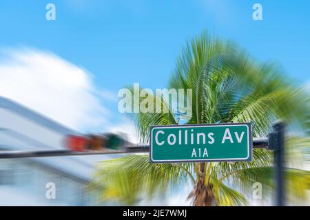 Top View of Collins Ave. Street Sign at Night Editorial Stock Photo - Image  of panoramic, miami: 224633043