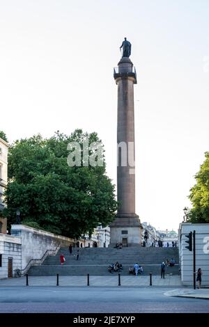 Architectural detail of the Duke of York Column, monument to Prince Frederick, Duke of York, the second eldest son of King George III Stock Photo