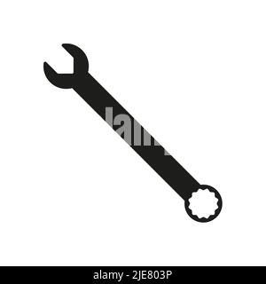 Ring spanner vector icon on white background Stock Vector