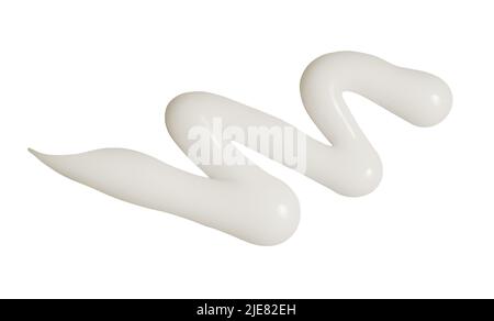 White smear stroke of cosmetic cream texture isolated on white background.