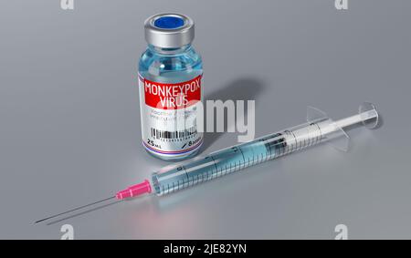 Monkeypox vaccine and syringe - 3D illustration Stock Photo - Alamy