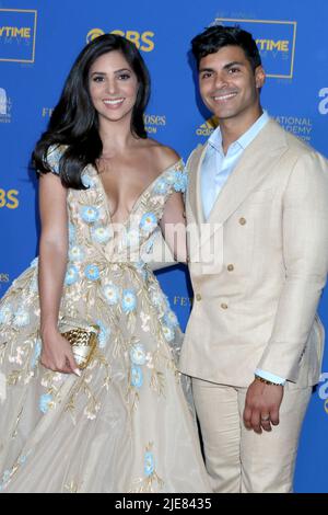 LOS ANGELES - JUN 24:  Camila Banus, Marlon Aquino at the 49th Daytime Emmys Awards at Pasadena Convention Center on June 24, 2022 in Pasadena, CA Stock Photo