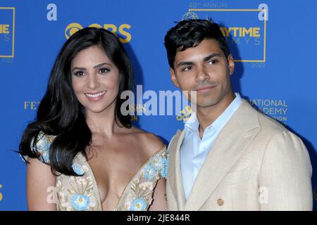 LOS ANGELES - JUN 24:  Camila Banus, Marlon Aquino at the 49th Daytime Emmys Awards at Pasadena Convention Center on June 24, 2022 in Pasadena, CA Stock Photo