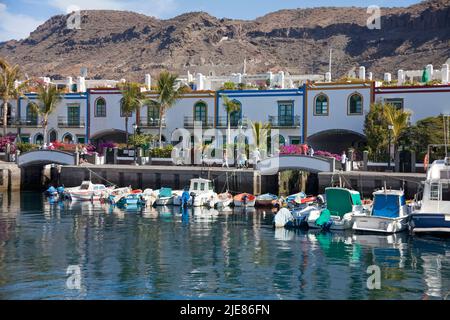 Bridges and channels at the harbour of Puerto de Mogan, Grand Canary, Canary islands, Spain, Europe Stock Photo