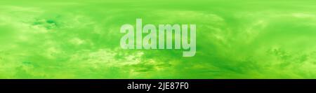 Abstract green cloudy sky panorama. Hdr seamless spherical equirectangular 360 panorama. Sky dome or zenith for 3D visualization and sky replacement Stock Photo