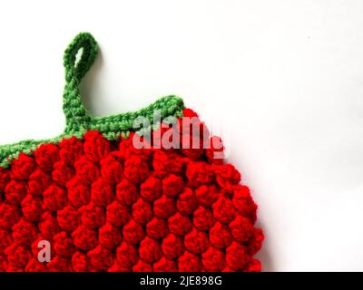 The vintage handmade Knitting patterns Strawberry. Stock Photo