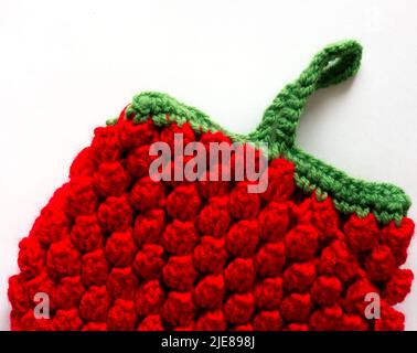 The vintage handmade Knitting patterns Strawberry. Stock Photo
