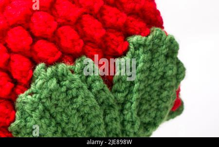 The vintage handmade Knitting patterns Strawberry. Stock Photo