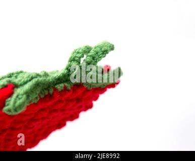 The vintage handmade Knitting patterns Strawberry. Stock Photo