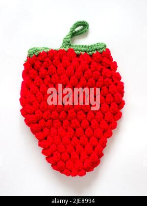 The vintage handmade Knitting patterns Strawberry. Stock Photo