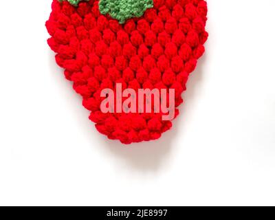 The vintage handmade Knitting patterns Strawberry. Stock Photo