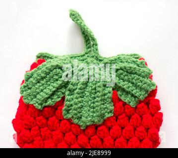 The vintage handmade Knitting patterns Strawberry. Stock Photo